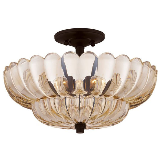 Whitecap 4 lt Semi Flush Medium - Tinted Amber Glass with Mottled Cocoa Brown