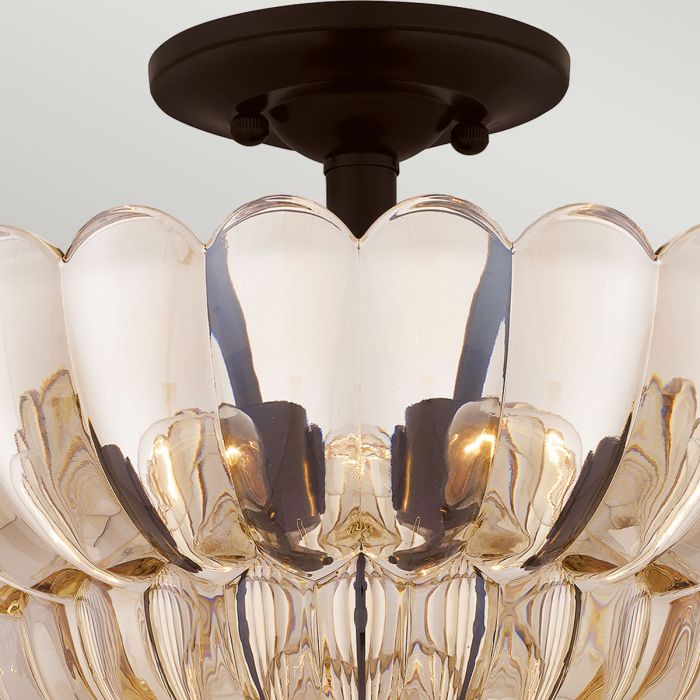 Whitecap 4 lt Semi Flush Medium - Tinted Amber Glass with Mottled Cocoa Brown