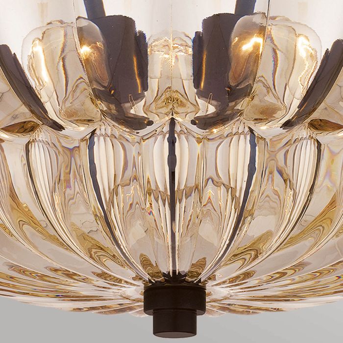 Whitecap 4 lt Semi Flush Medium - Tinted Amber Glass with Mottled Cocoa Brown