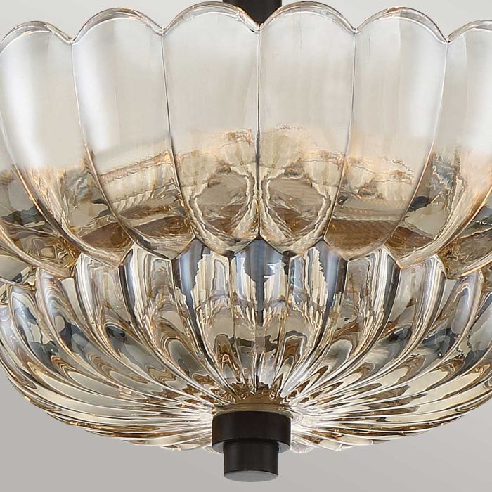 Whitecap 3 lt Semi Flush Medium - Tinted Amber Glass with Mottled Cocoa Brown