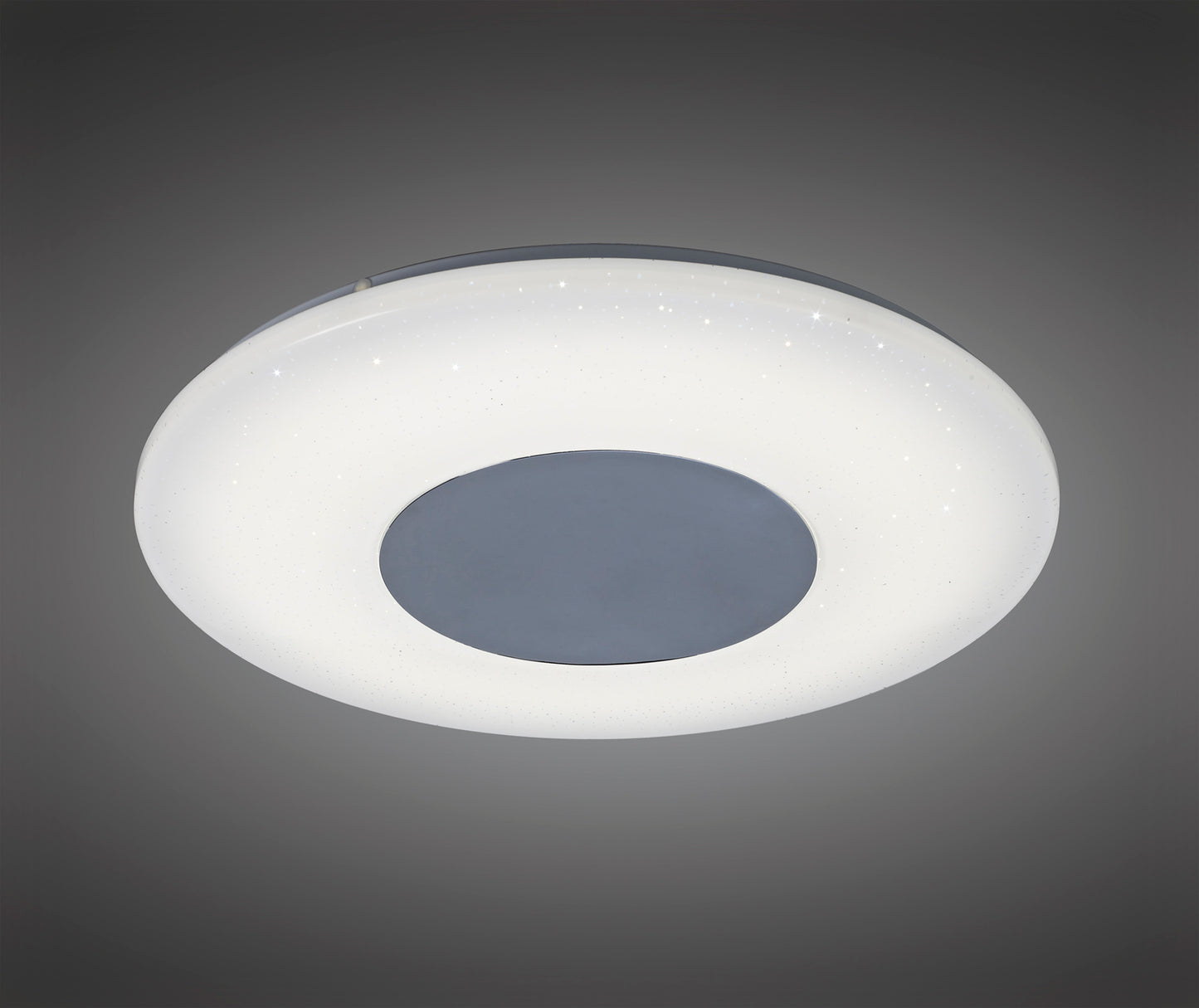 Reef Ceiling 45cm Round 48W LED 3000K-6500K Tuneable, 3500lm, Remote Control Chrome / White, 3yrs Warranty by Mantra