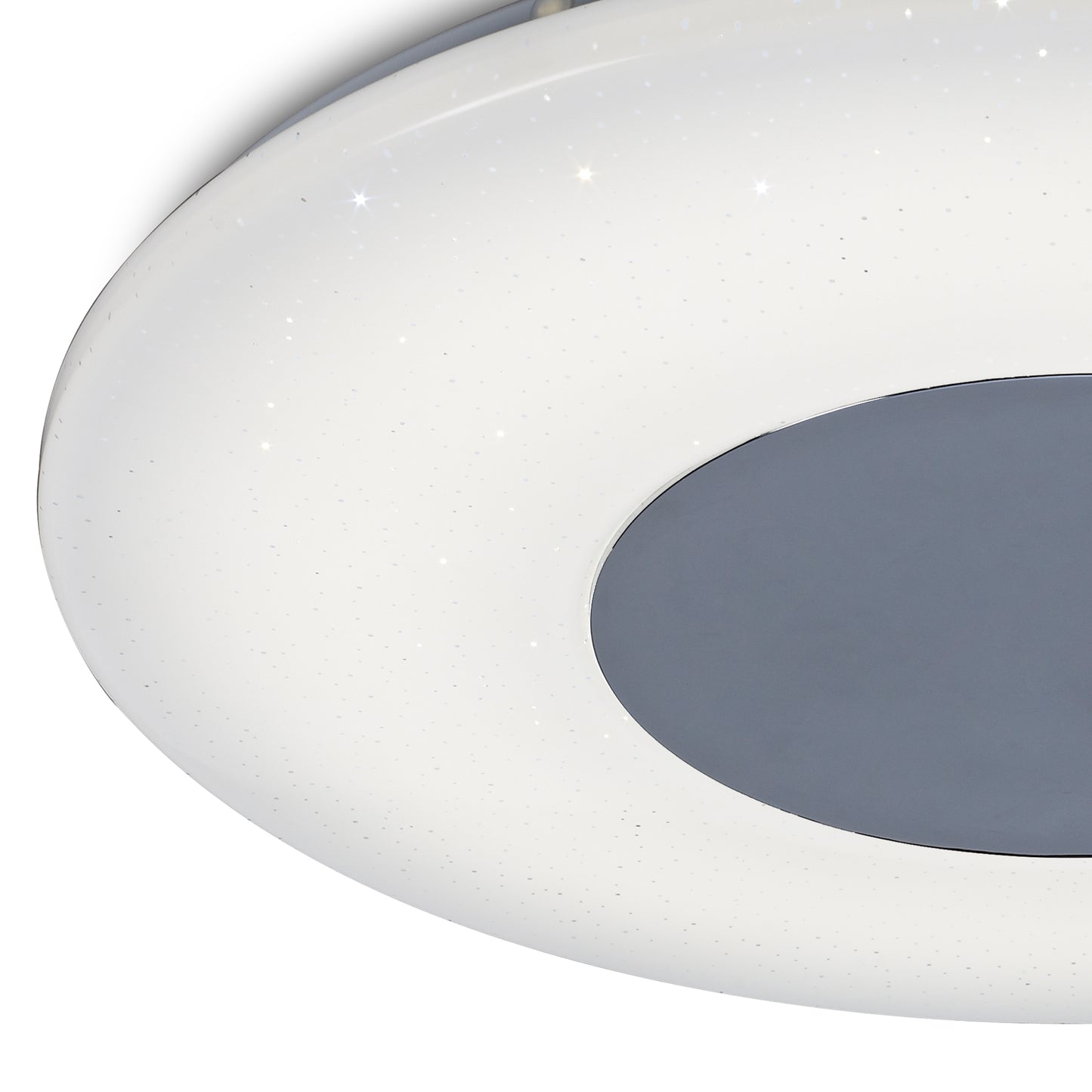 Reef Ceiling 45cm Round 48W LED 3000K-6500K Tuneable, 3500lm, Remote Control Chrome / White, 3yrs Warranty by Mantra