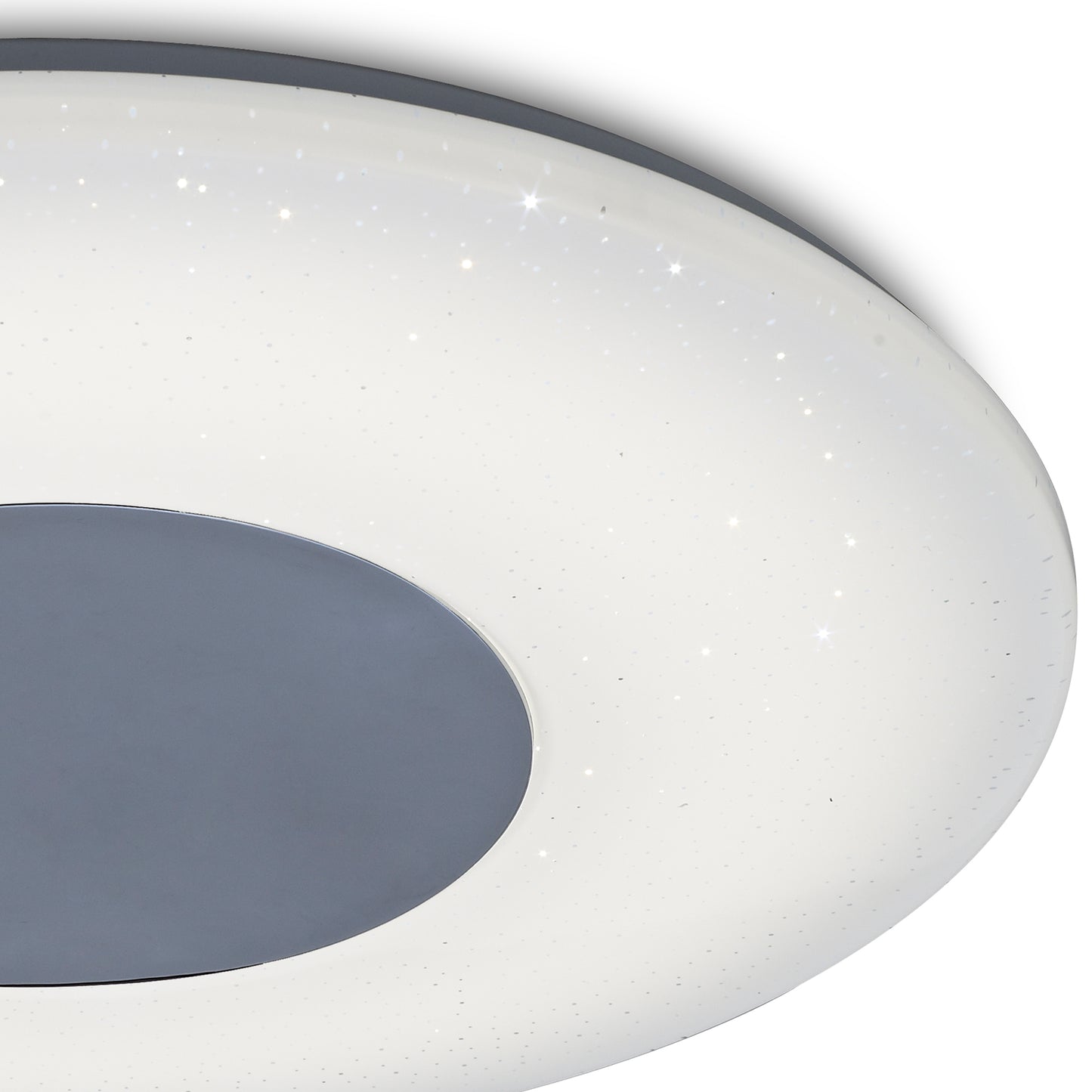 Reef Ceiling 45cm Round 48W LED 3000K-6500K Tuneable, 3500lm, Remote Control Chrome / White, 3yrs Warranty by Mantra