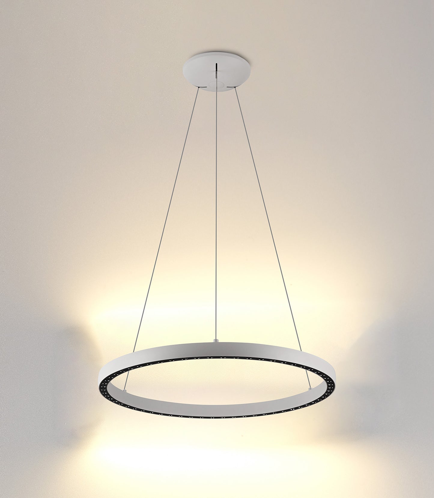 Riumar Ring Pendant 62cm 40W+15W LED, 3 Way Relay, 3000K, 3800lm, White, 3yrs Warranty by Mantra