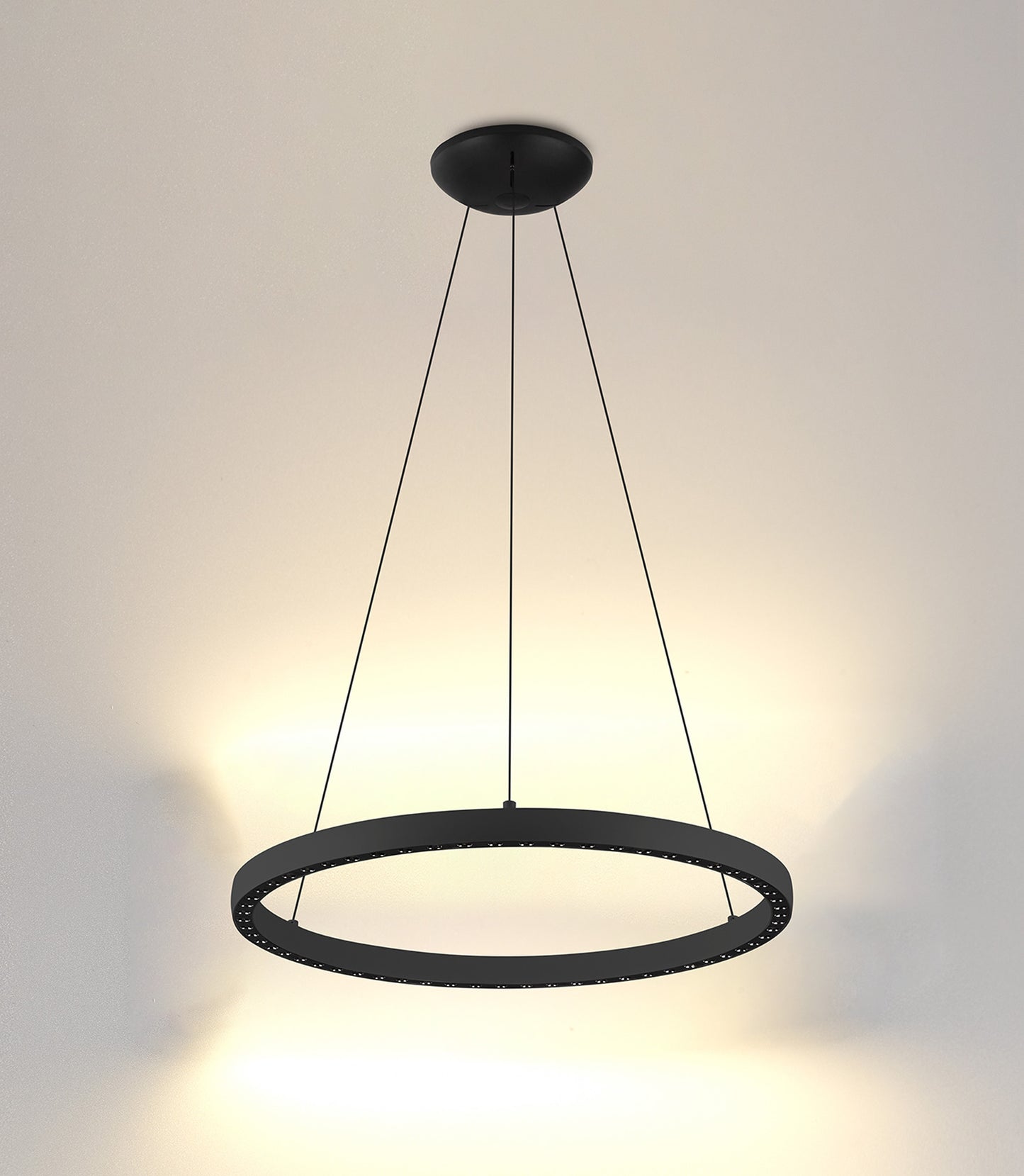 Riumar Ring Pendant 62cm 40W+15W LED, 3 Way Relay, 3000K, 3800lm, Black, 3yrs Warranty by Mantra