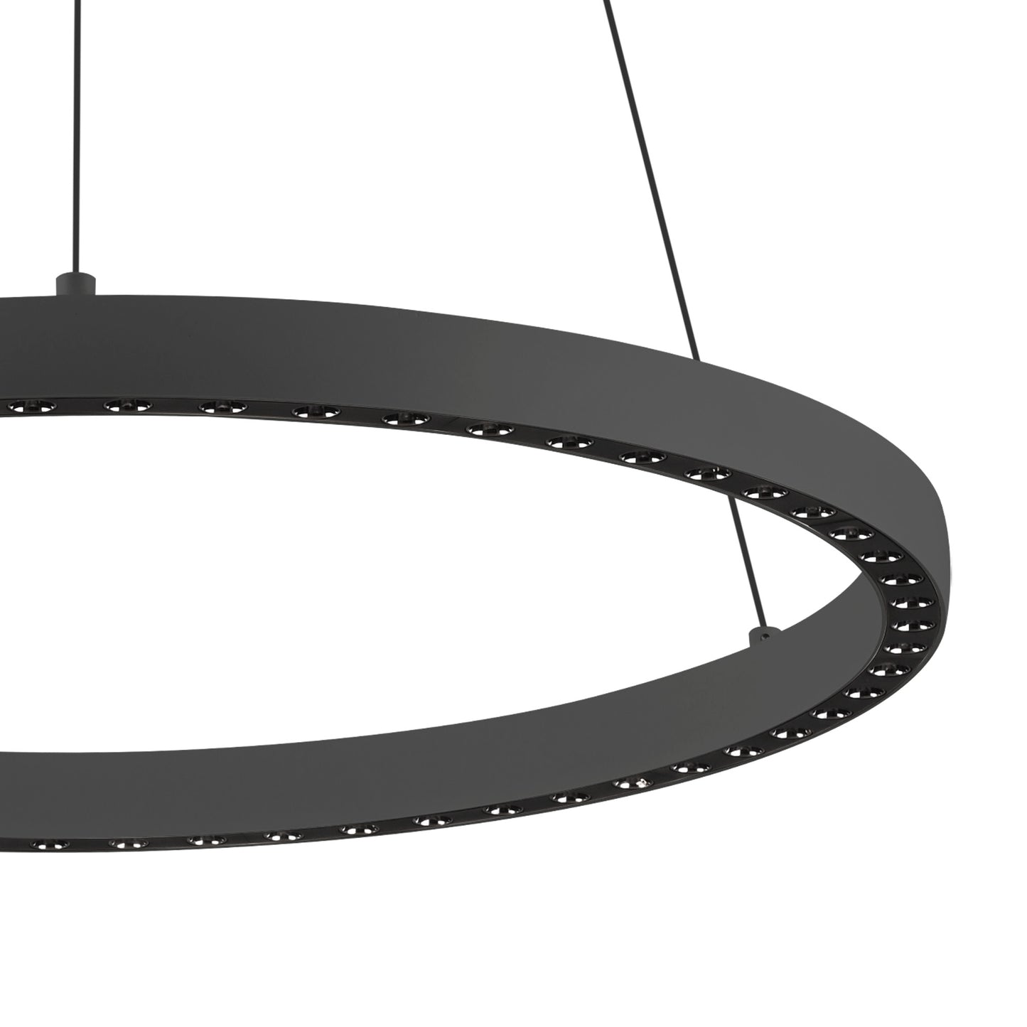 Riumar Ring Pendant 62cm 40W+15W LED, 3 Way Relay, 3000K, 3800lm, Black, 3yrs Warranty by Mantra