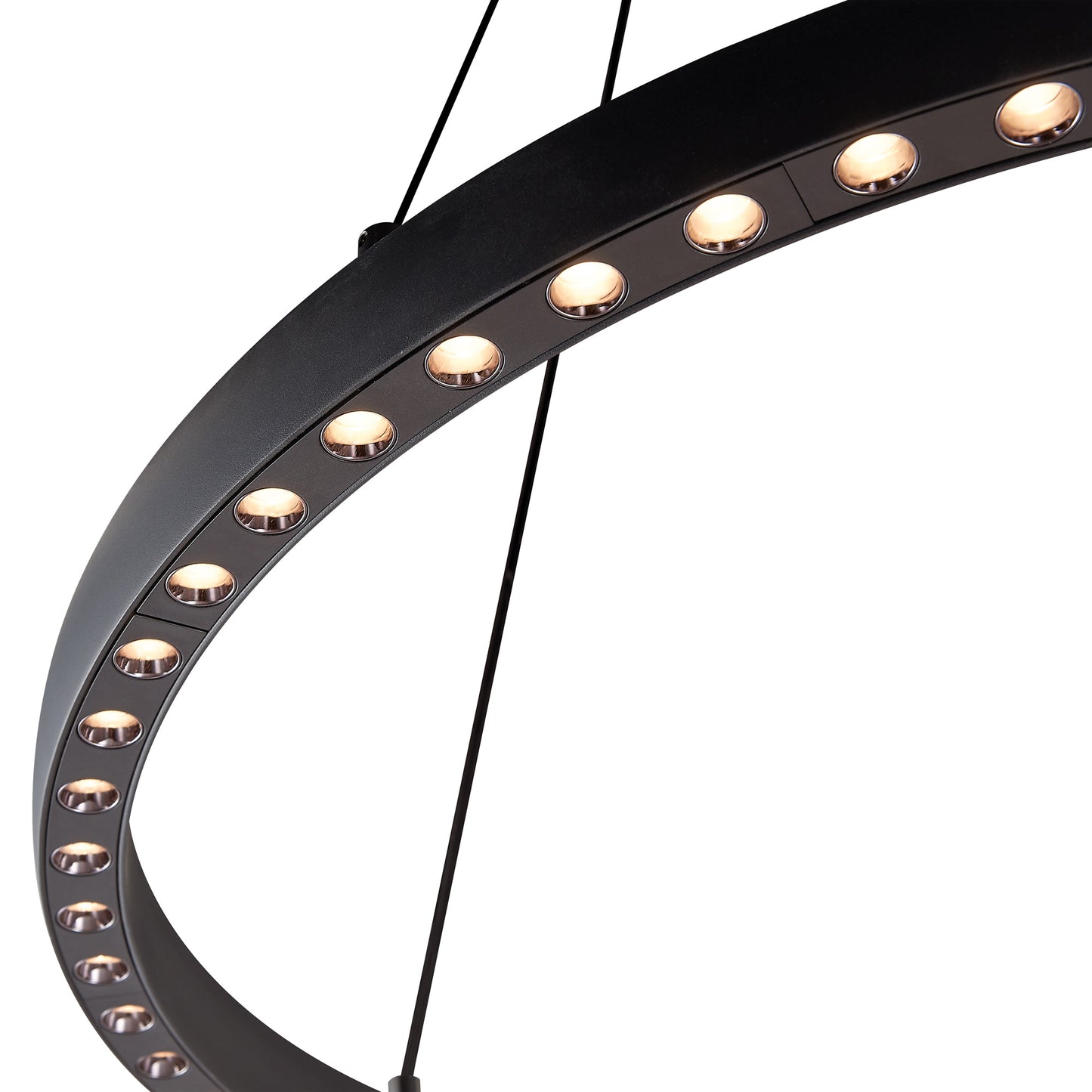 Riumar Ring Pendant 62cm 40W+15W LED, 3 Way Relay, 3000K, 3800lm, Black, 3yrs Warranty by Mantra