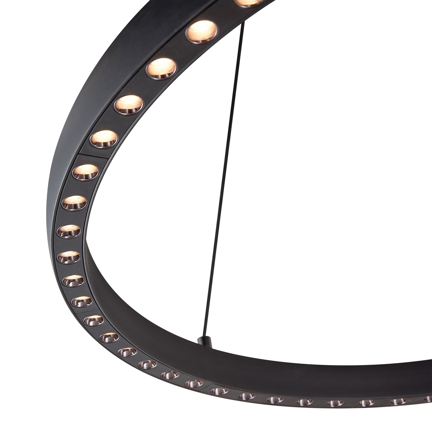 Riumar Ring Pendant 62cm 40W+15W LED, 3 Way Relay, 3000K, 3800lm, Black, 3yrs Warranty by Mantra