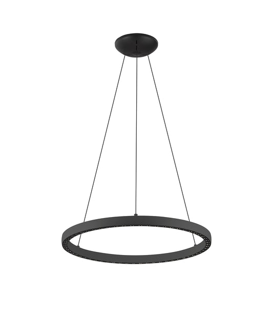 Riumar Ring Pendant 62cm 40W+15W LED, 3 Way Relay, 3000K, 3800lm, Black, 3yrs Warranty by Mantra