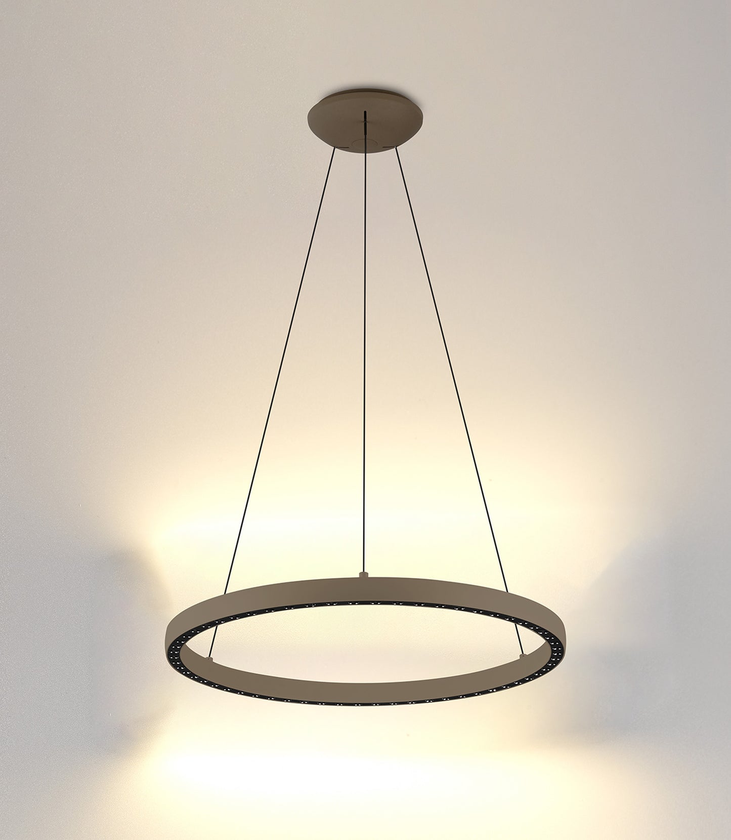 Riumar Ring Pendant 62cm 40W+15W LED, 3 Way Relay, 3000K, 3800lm, Sand Brown, 3yrs Warranty by Mantra