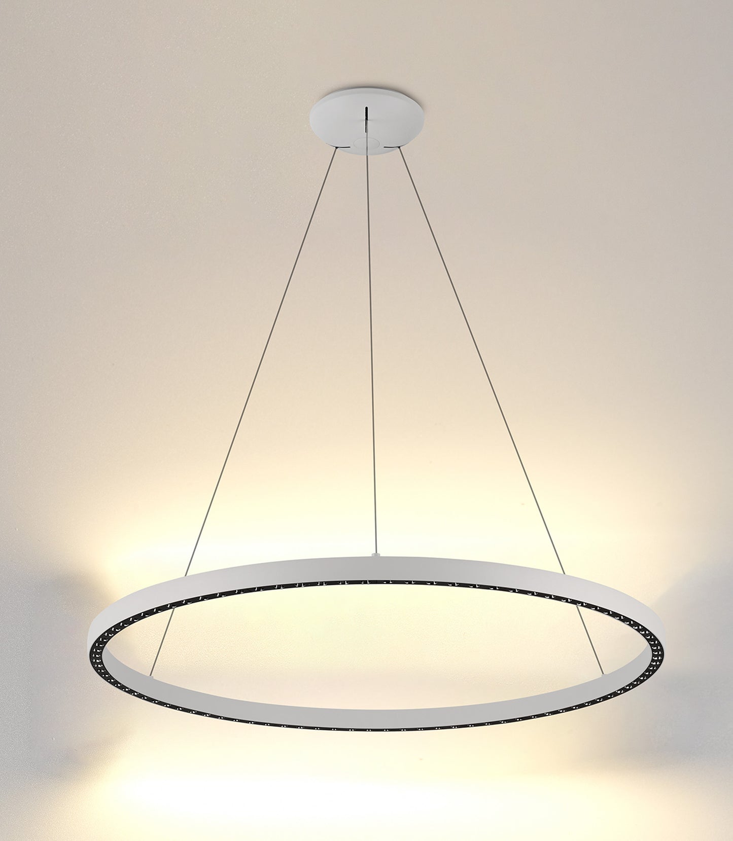 Riumar Ring Pendant 92cm 60W+20W LED, 3 Way Relay, 3000K, 5800lm, White, 3yrs Warranty by Mantra