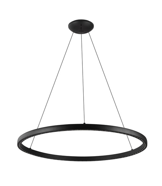 Riumar Ring Pendant 92cm 60W+20W LED, 3 Way Relay, 3000K, 5800lm, Black, 3yrs Warranty by Mantra