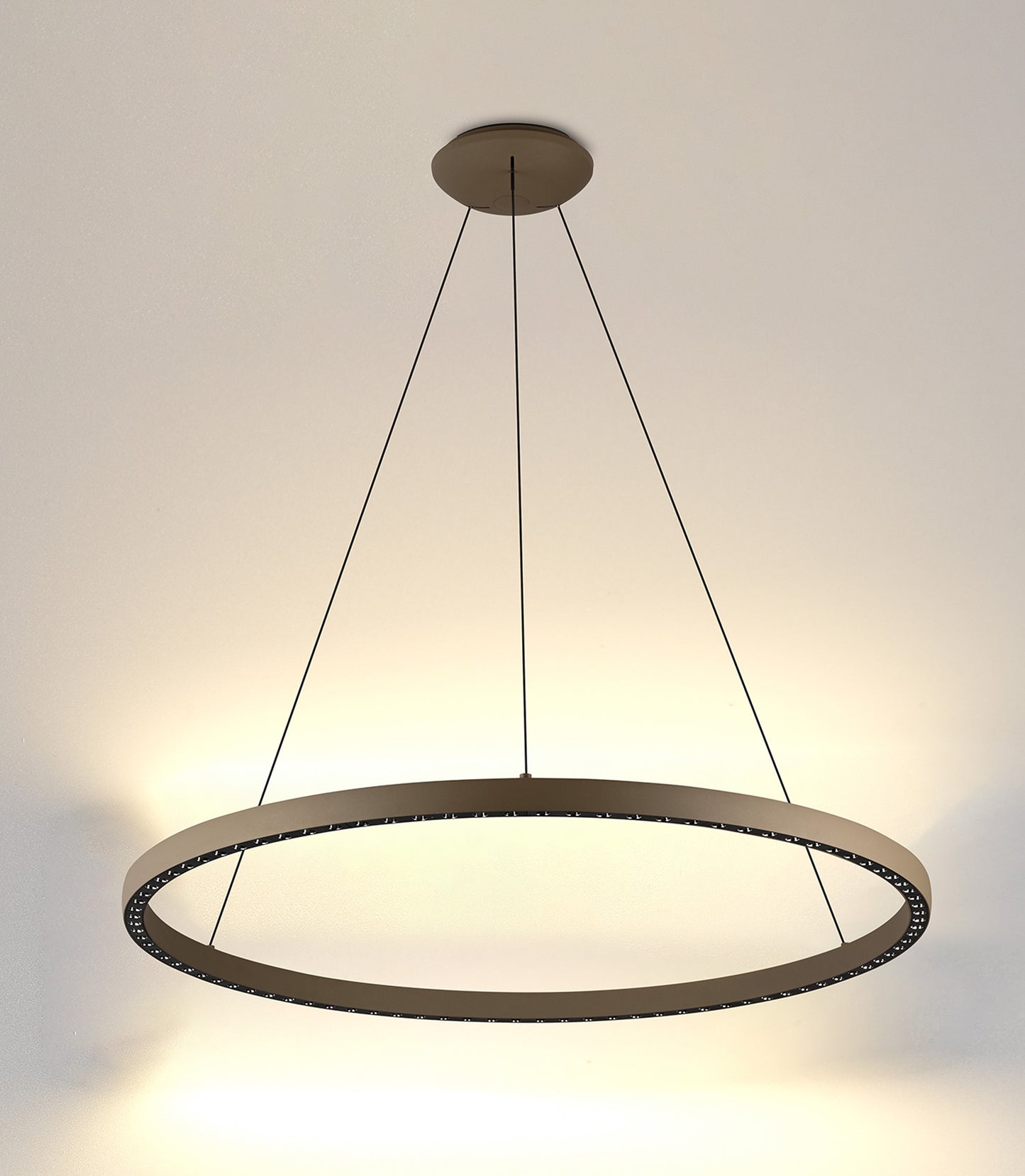 Riumar Ring Pendant 92cm 60W+20W LED, 3 Way Relay, 3000K, 5800lm, Sand Brown, 3yrs Warranty by Mantra