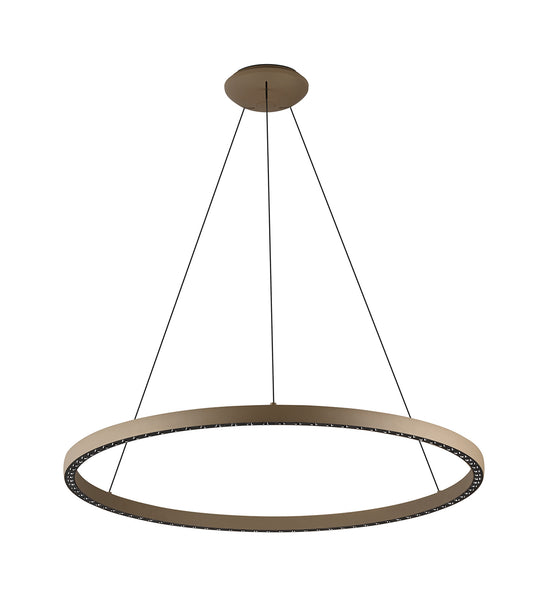 Riumar Ring Pendant 92cm 60W+20W LED, 3 Way Relay, 3000K, 5800lm, Sand Brown, 3yrs Warranty by Mantra