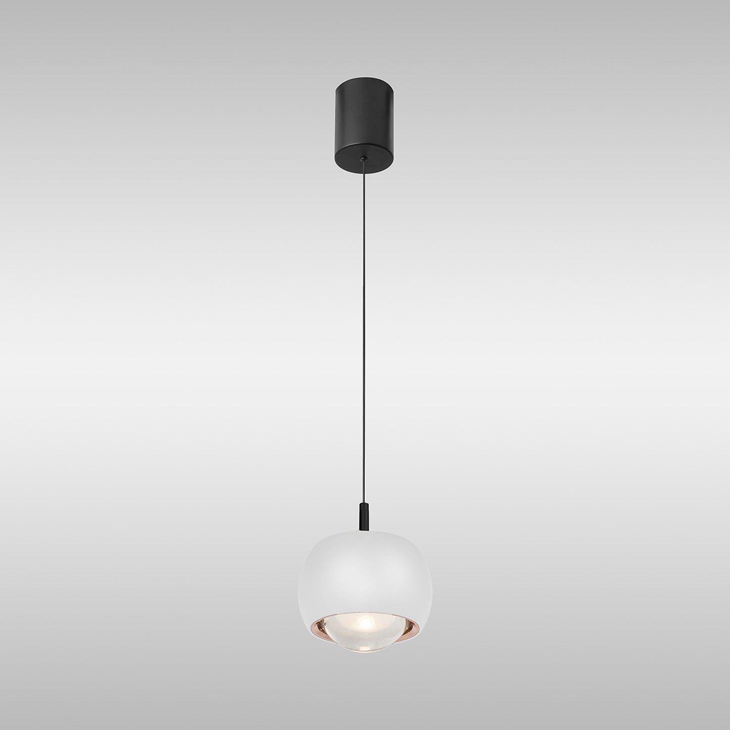 Roller Rise And Fall Pendant, 12W LED, 3000K, 1000lm, White/Black, 3yrs Warranty by Mantra