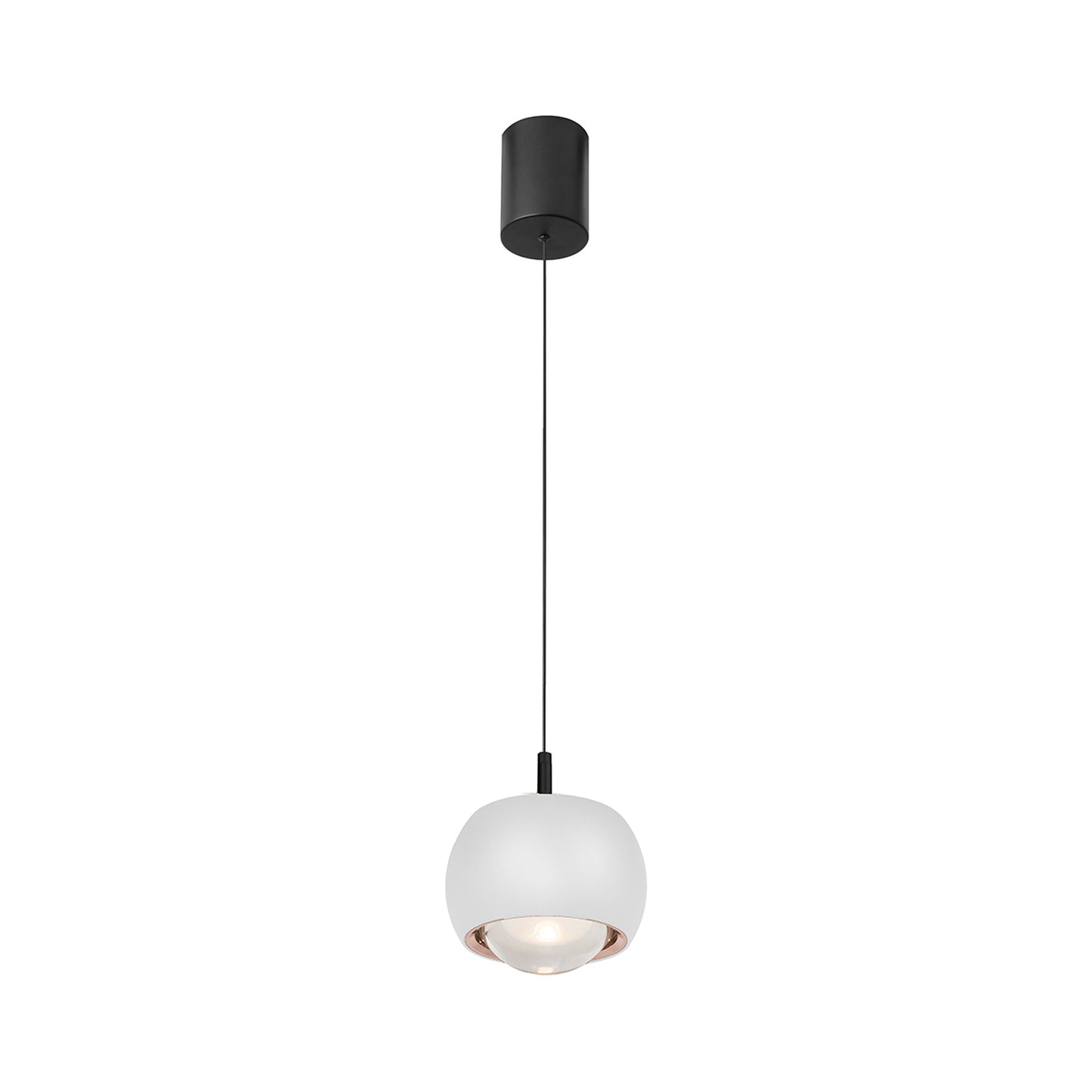 Roller Rise And Fall Pendant, 12W LED, 3000K, 1000lm, White/Black, 3yrs Warranty by Mantra