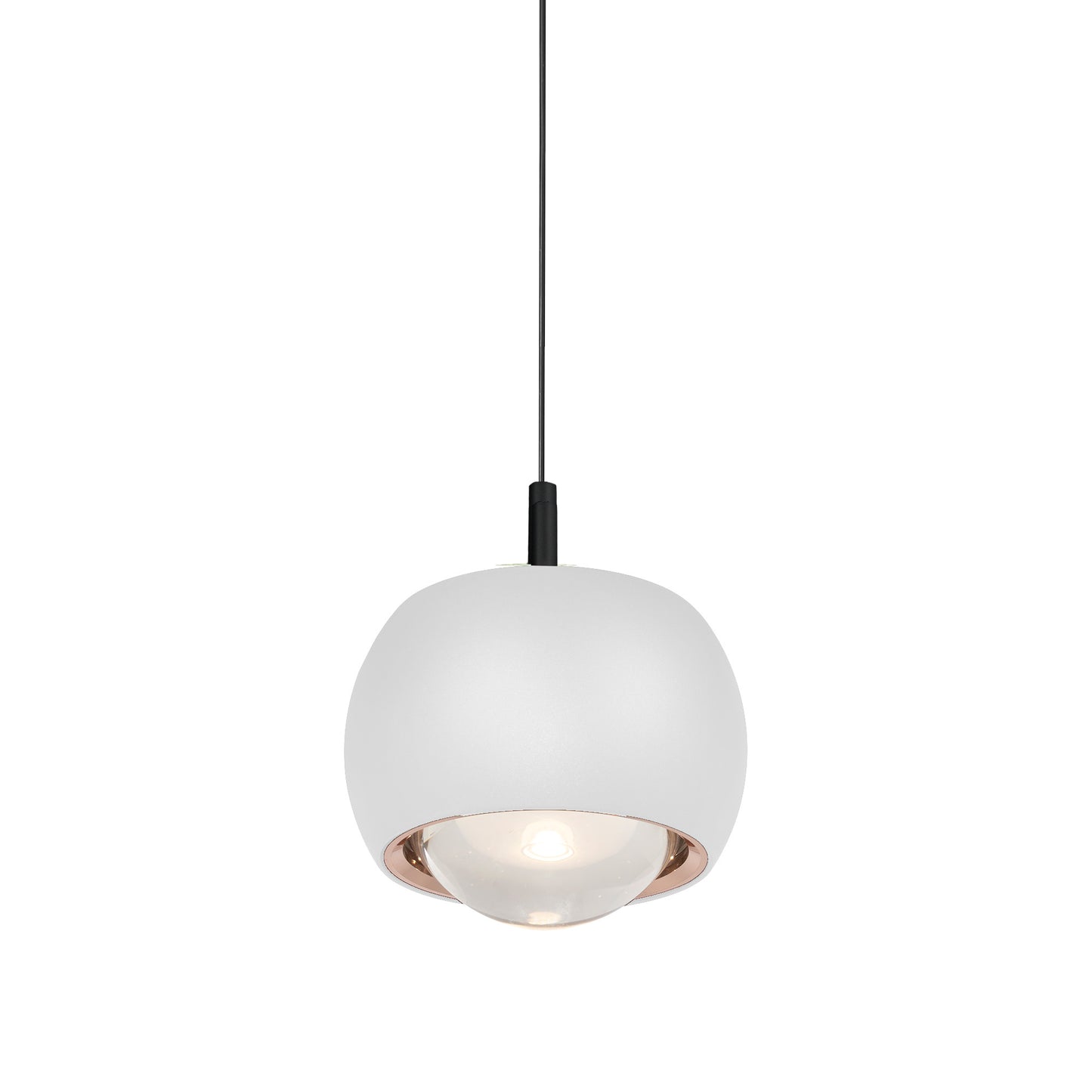 Roller Rise And Fall Pendant, 12W LED, 3000K, 1000lm, White/Black, 3yrs Warranty by Mantra