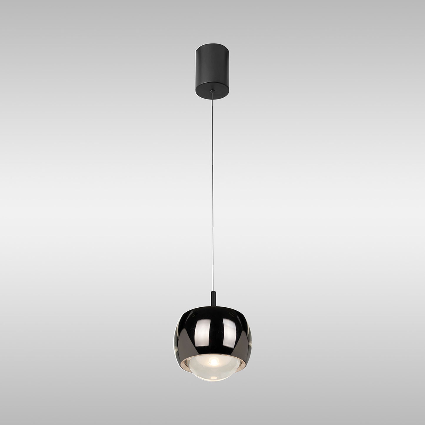 Roller Rise And Fall Pendant, 12W LED, 3000K, 1000lm, Chrome/Black, 3yrs Warranty by Mantra