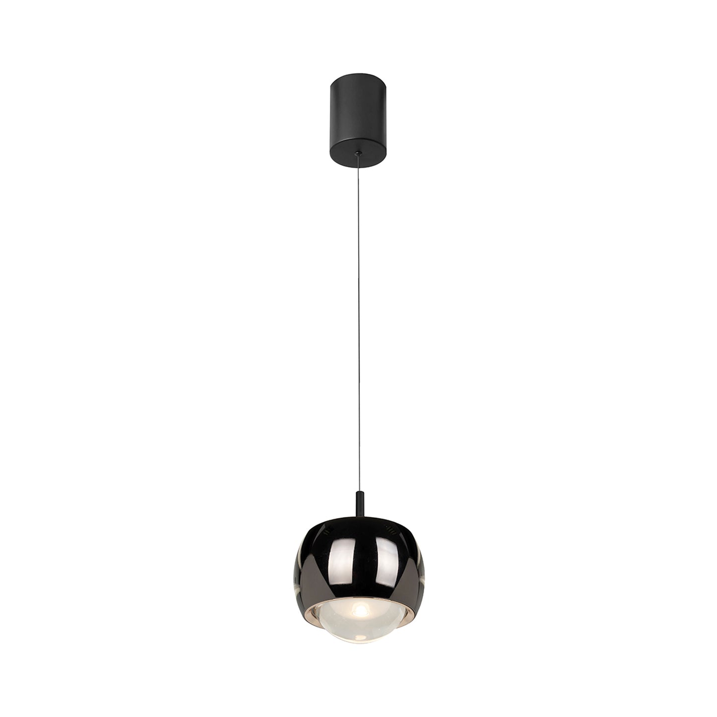 Roller Rise And Fall Pendant, 12W LED, 3000K, 1000lm, Chrome/Black, 3yrs Warranty by Mantra