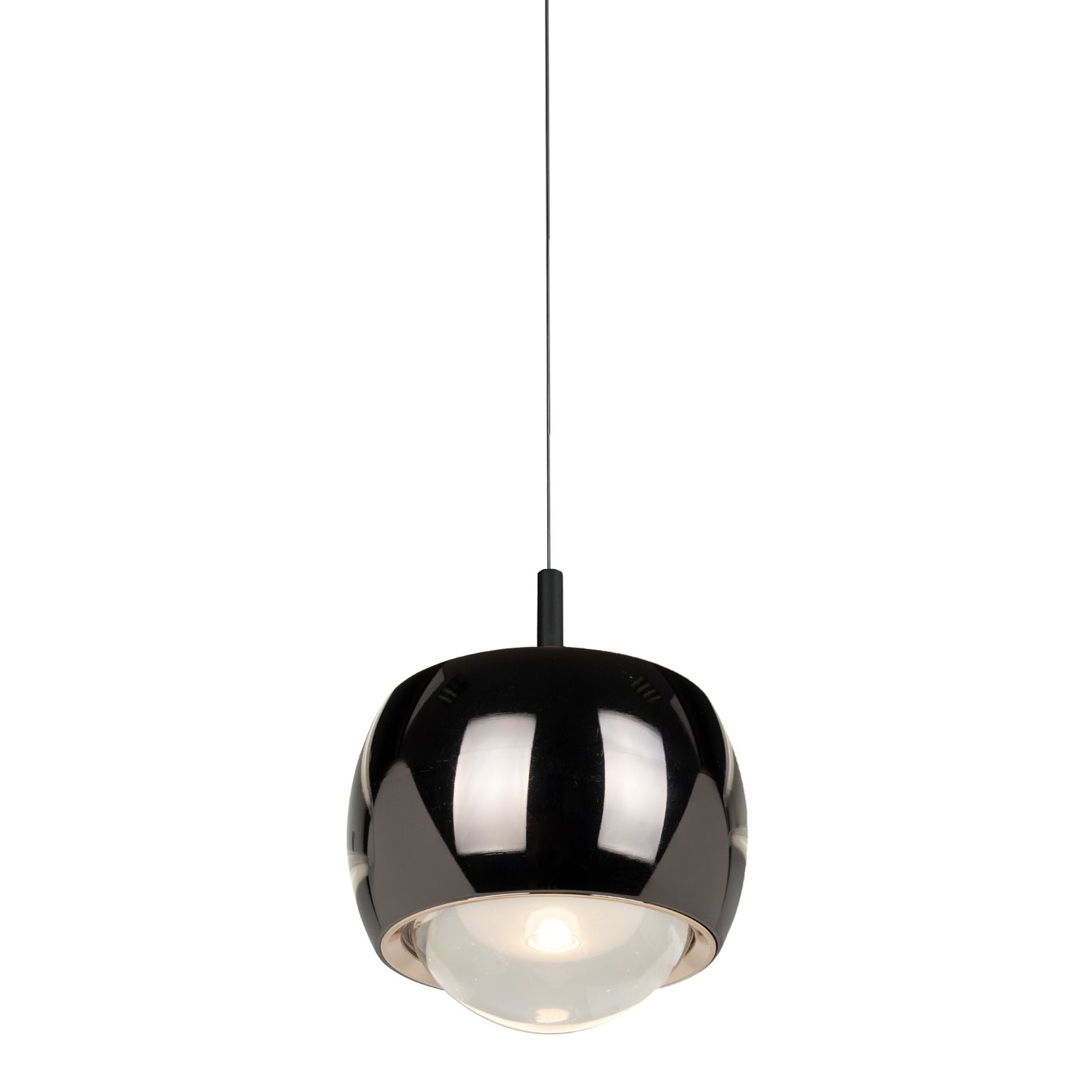 Roller Rise And Fall Pendant, 12W LED, 3000K, 1000lm, Chrome/Black, 3yrs Warranty by Mantra