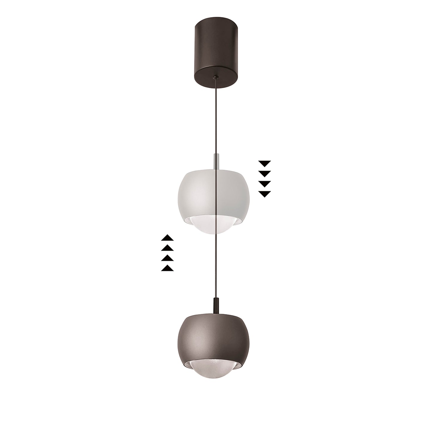 Roller Rise And Fall Pendant, 12W LED, 3000K, 1000lm, Coffee/Black, 3yrs Warranty by Mantra