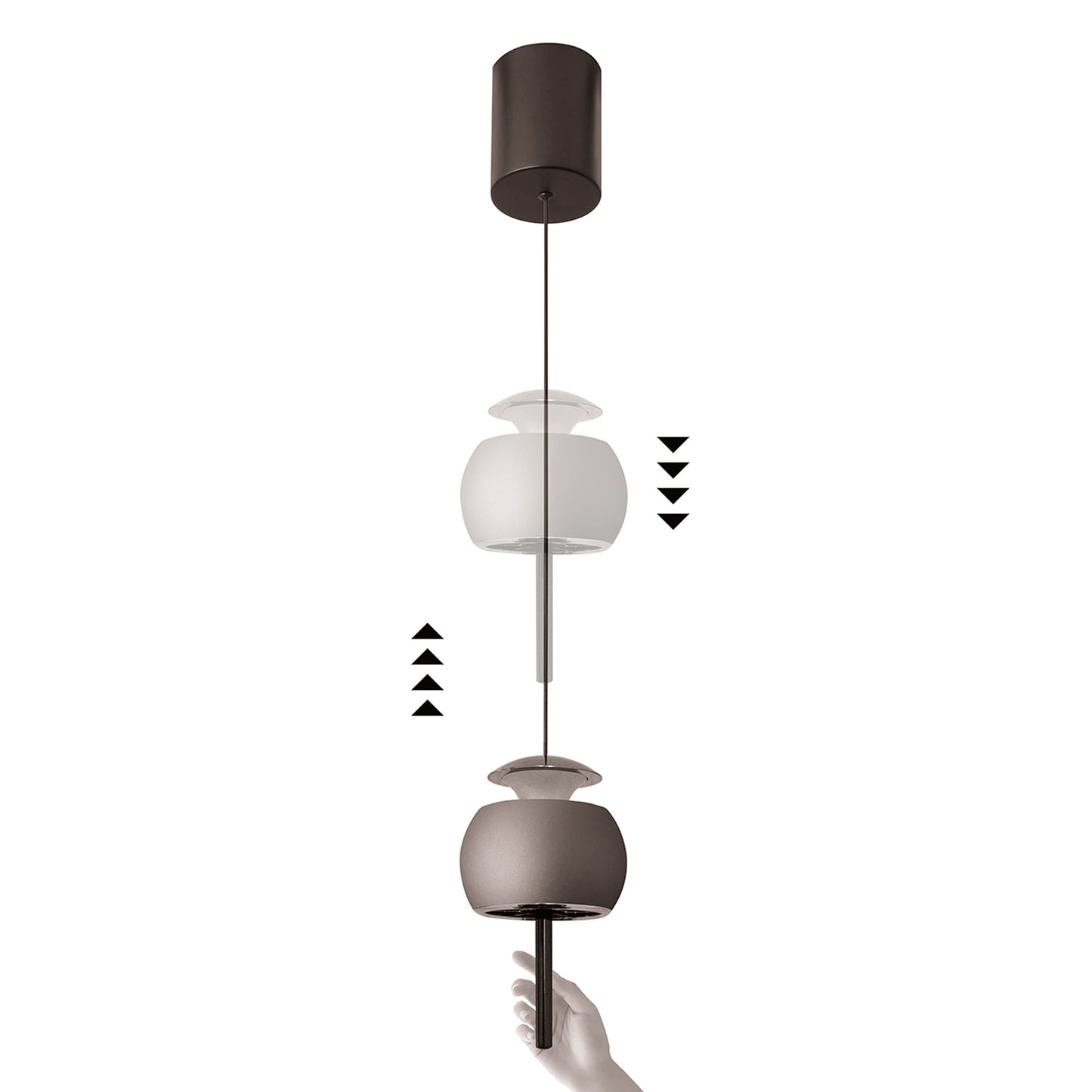 Roller Rise And Fall Pendant, 12W LED, 3000K, 450lm, Coffee/Black, 3yrs Warranty by Mantra