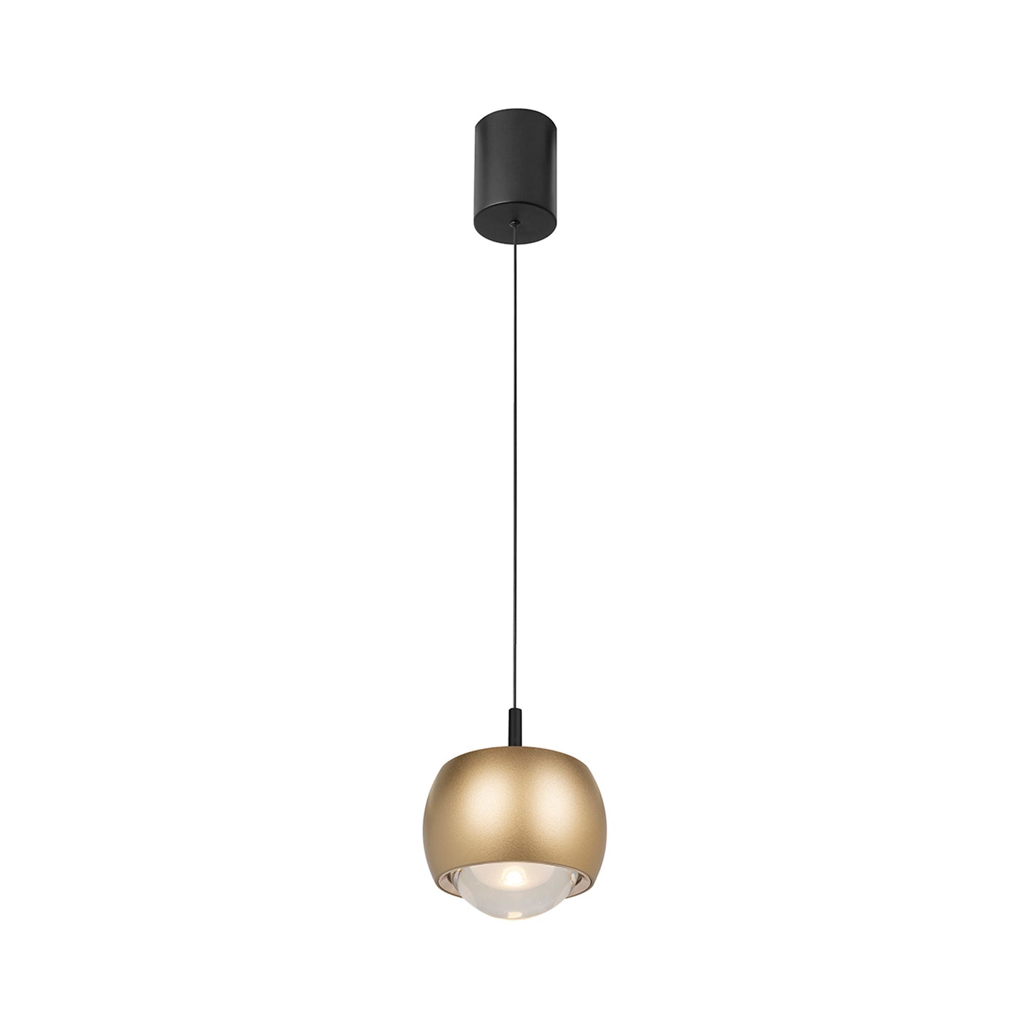 Roller Rise And Fall Pendant, 12W LED, 3000K, 1000lm, Gold/Black, 3yrs Warranty by Mantra