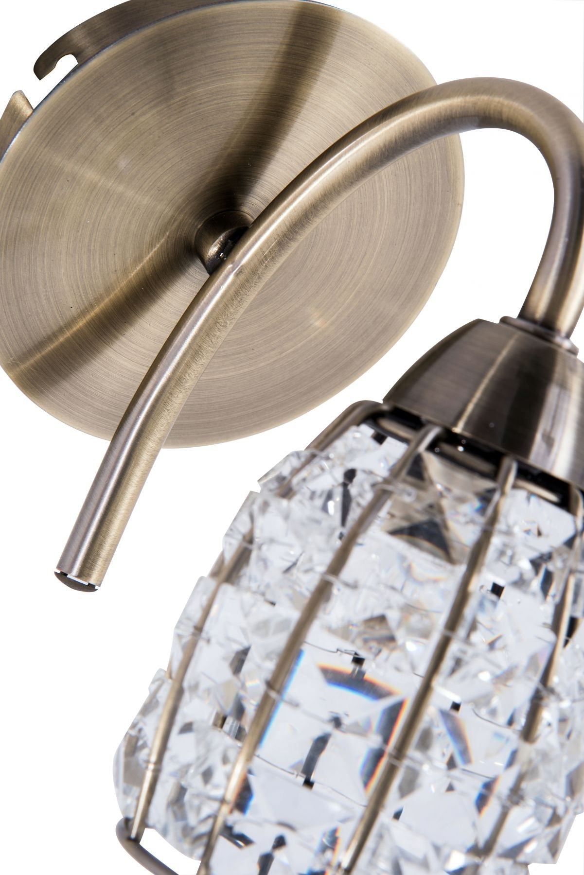 Roma 1 Light Antique Brass Wall Light with Crystal Shade