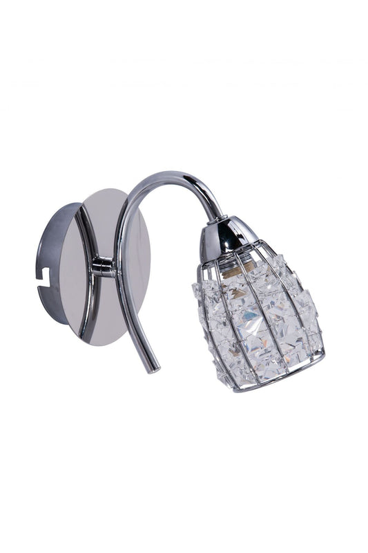 Roma 1 Light Polished Chrome Wall Light with Crystal Shade