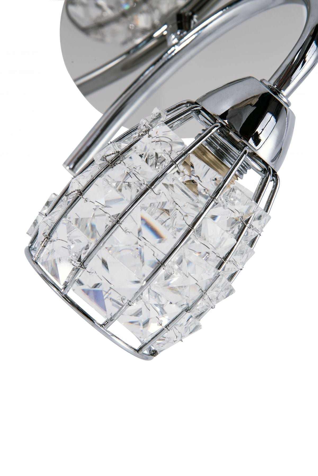 Roma 1 Light Polished Chrome Wall Light with Crystal Shade