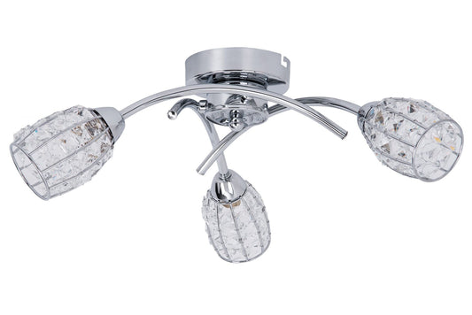 Roma 3 Light Polished Chrome with Crystal Shade