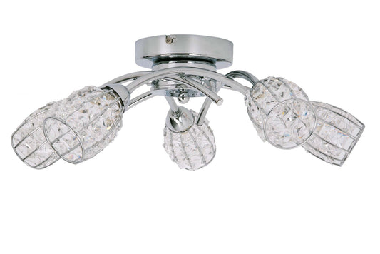 Roma 5 Light Polished Chrome with Crystal Shade