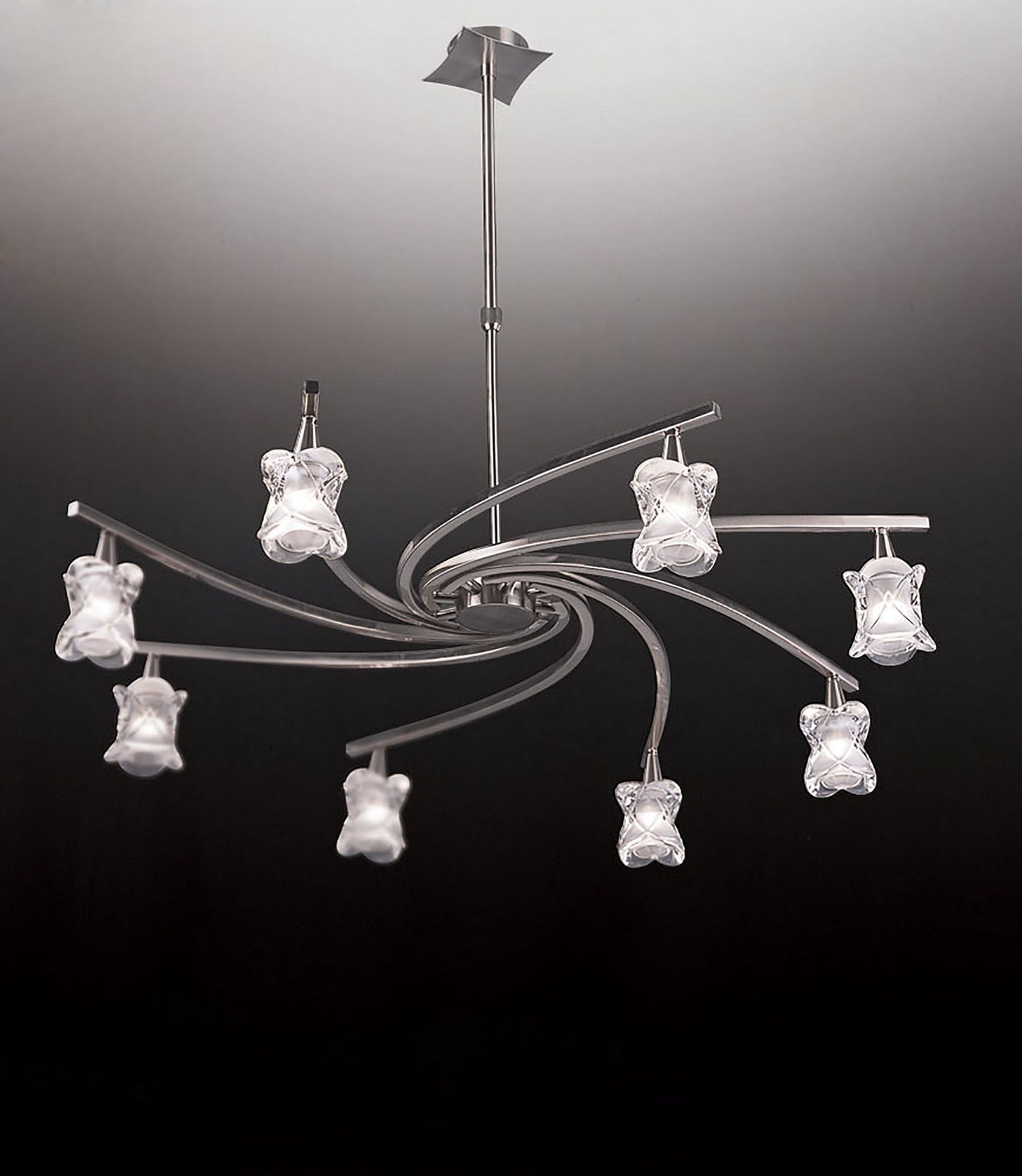 Rosa Del Desierto Telescopic Pendant 8 Light G9, Satin Nickel by Mantra