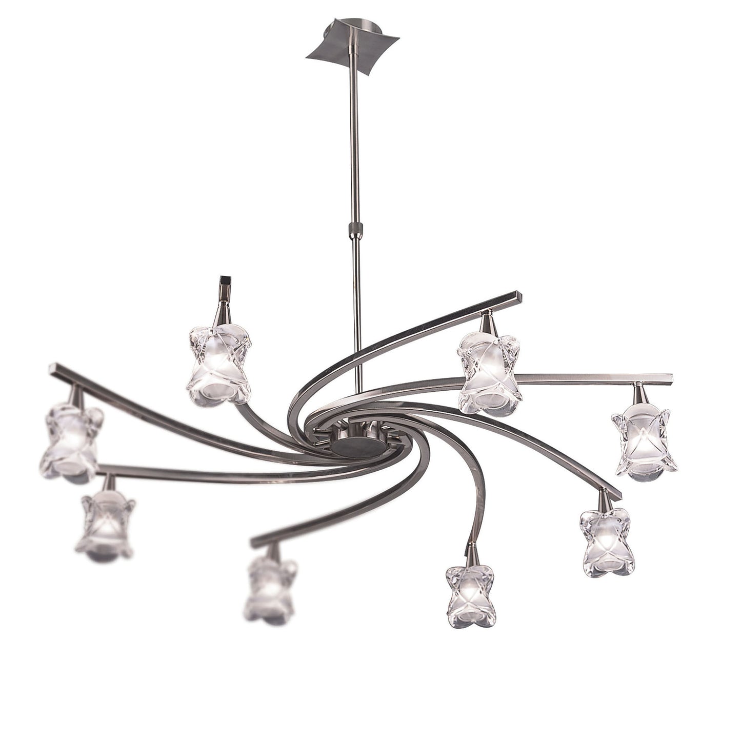 Rosa Del Desierto Telescopic Pendant 8 Light G9, Satin Nickel by Mantra