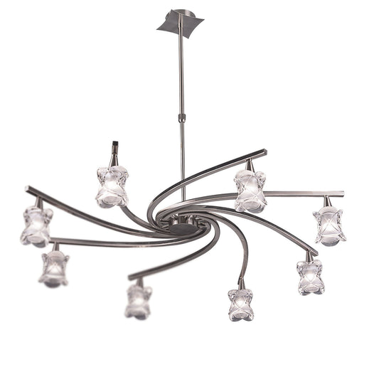 Rosa Del Desierto Telescopic Pendant 8 Light G9, Satin Nickel by Mantra