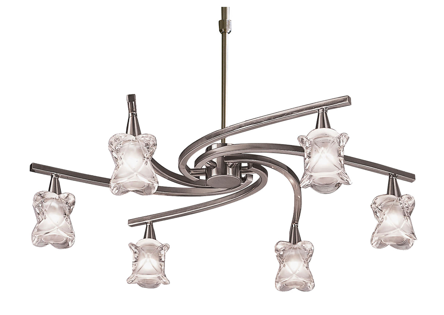 Rosa Del Desierto Telescopic Pendant Convertible To Semi Flush 6 Light G9, Satin Nickel by Mantra