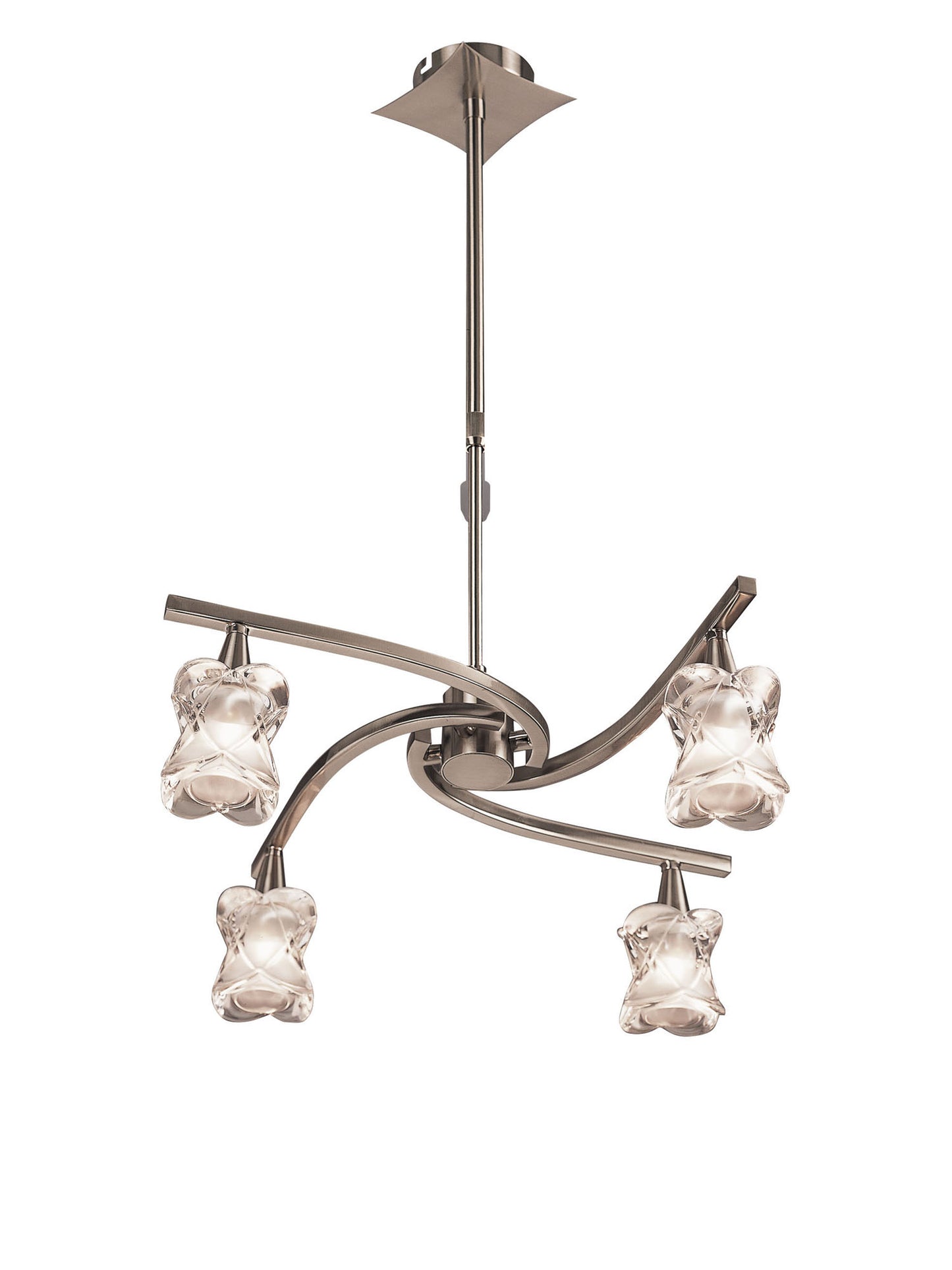 Rosa Del Desierto Telescopic Pendant Convertible To Semi Flush 4 Light G9, Satin Nickel by Mantra