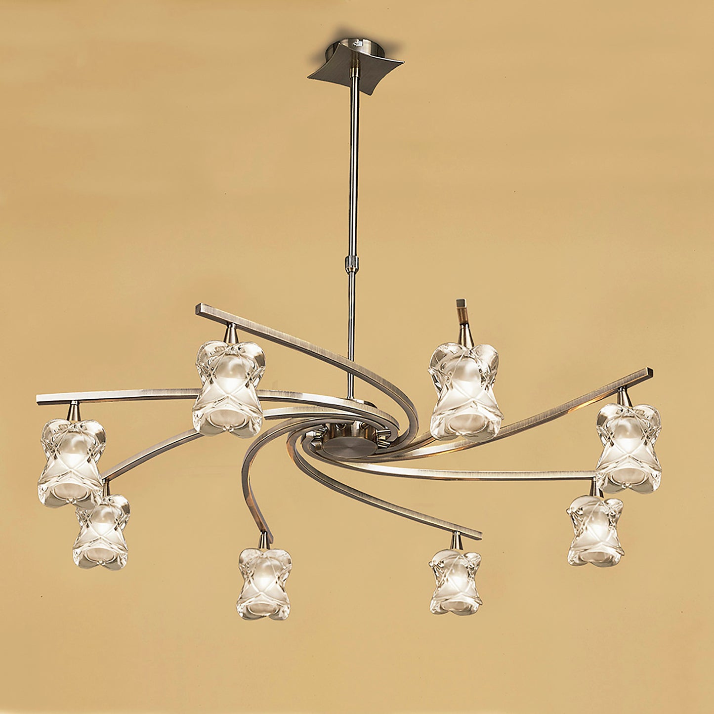 Rosa Del Desierto Telescopic Pendant 8 Light G9, Antique Brass by Mantra