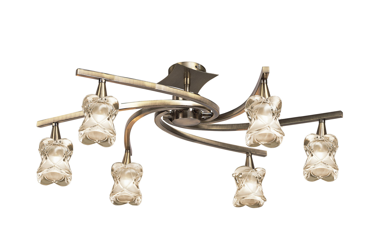 Rosa Del Desierto Telescopic Pendant Convertible To Semi Flush 6 Light G9, Antique Brass by Mantra