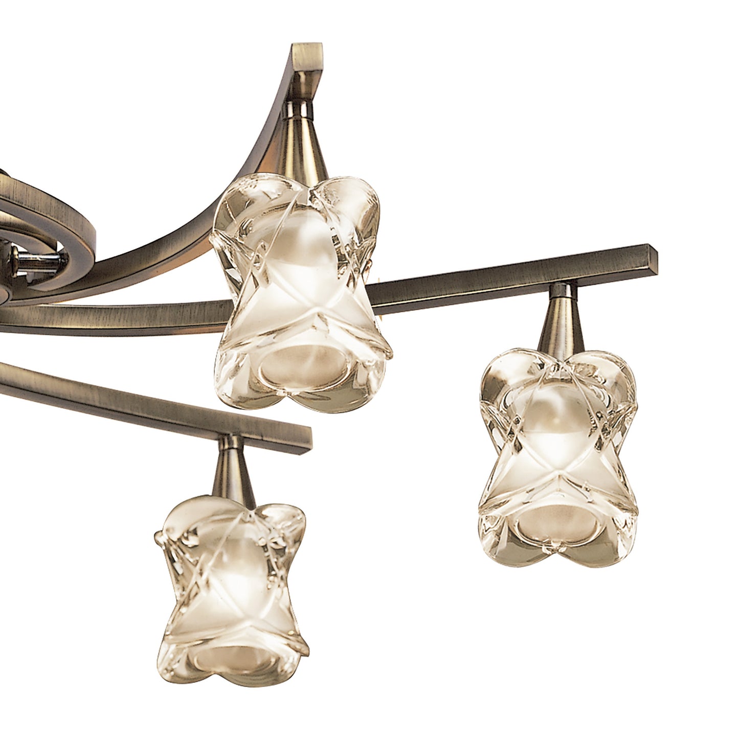 Rosa Del Desierto Telescopic Pendant Convertible To Semi Flush 6 Light G9, Antique Brass by Mantra