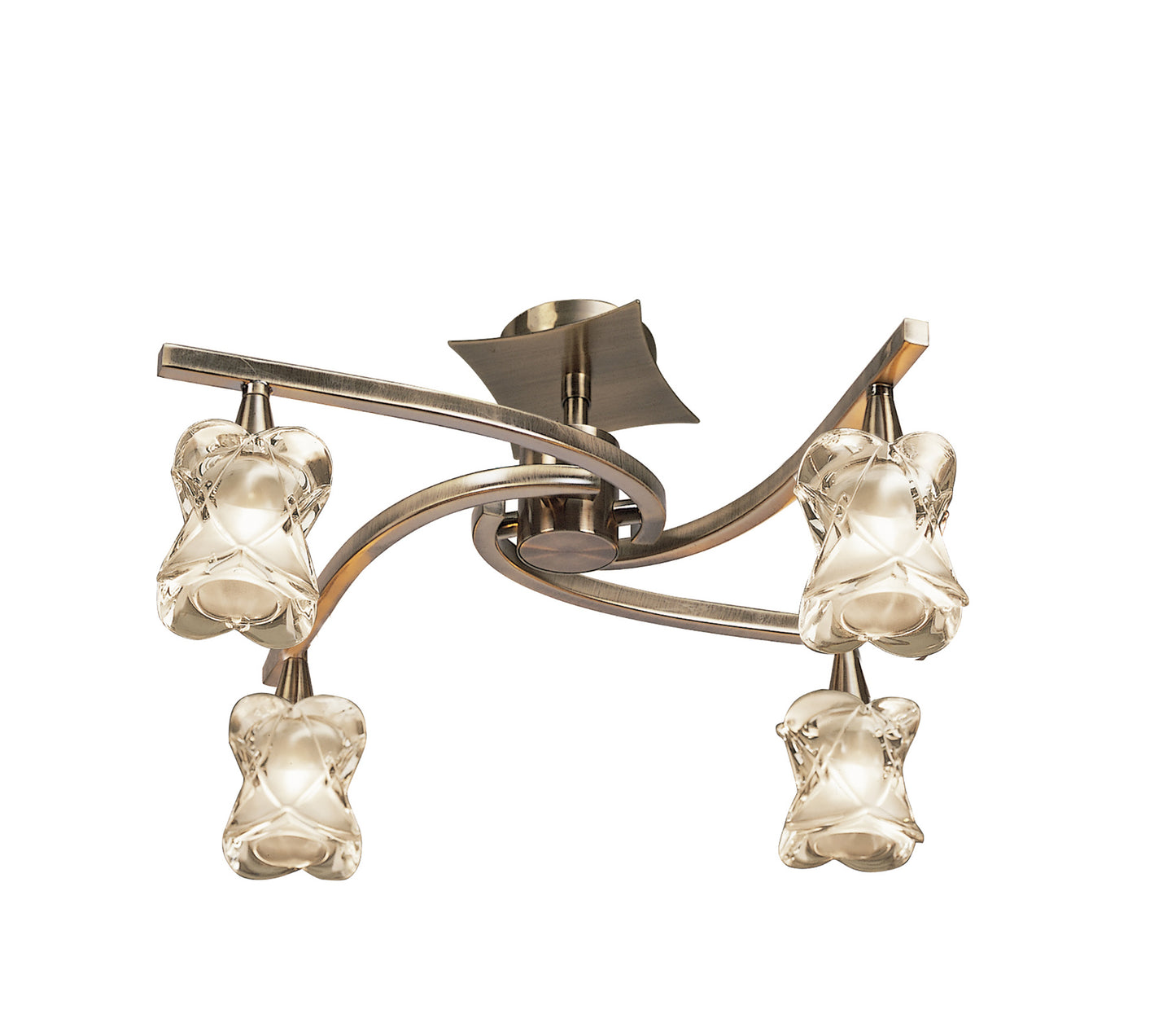 Rosa Del Desierto Telescopic Pendant Convertible To Semi Flush 4 Light G9, Antique Brass by Mantra