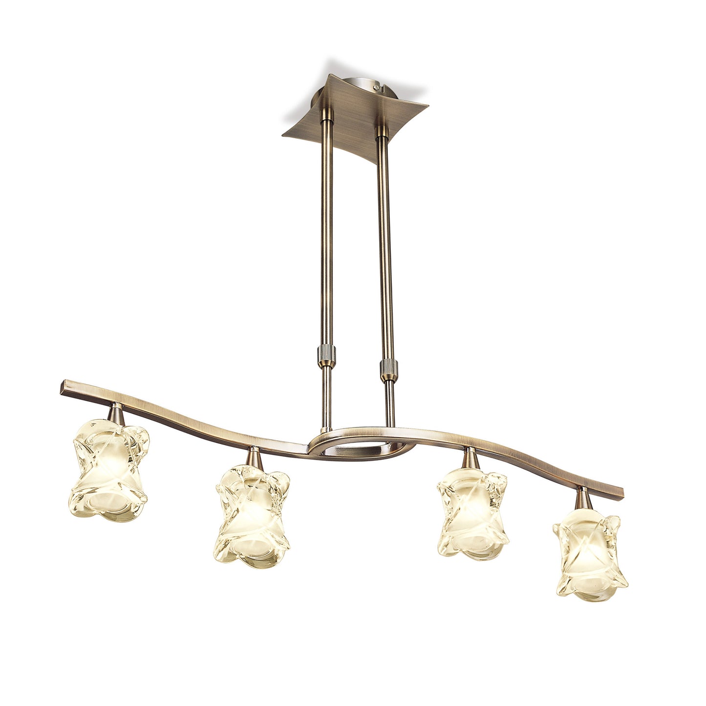 Rosa Del Desierto Telescopic Linear Pendant Line 4 Light G9, Antique Brass by Mantra