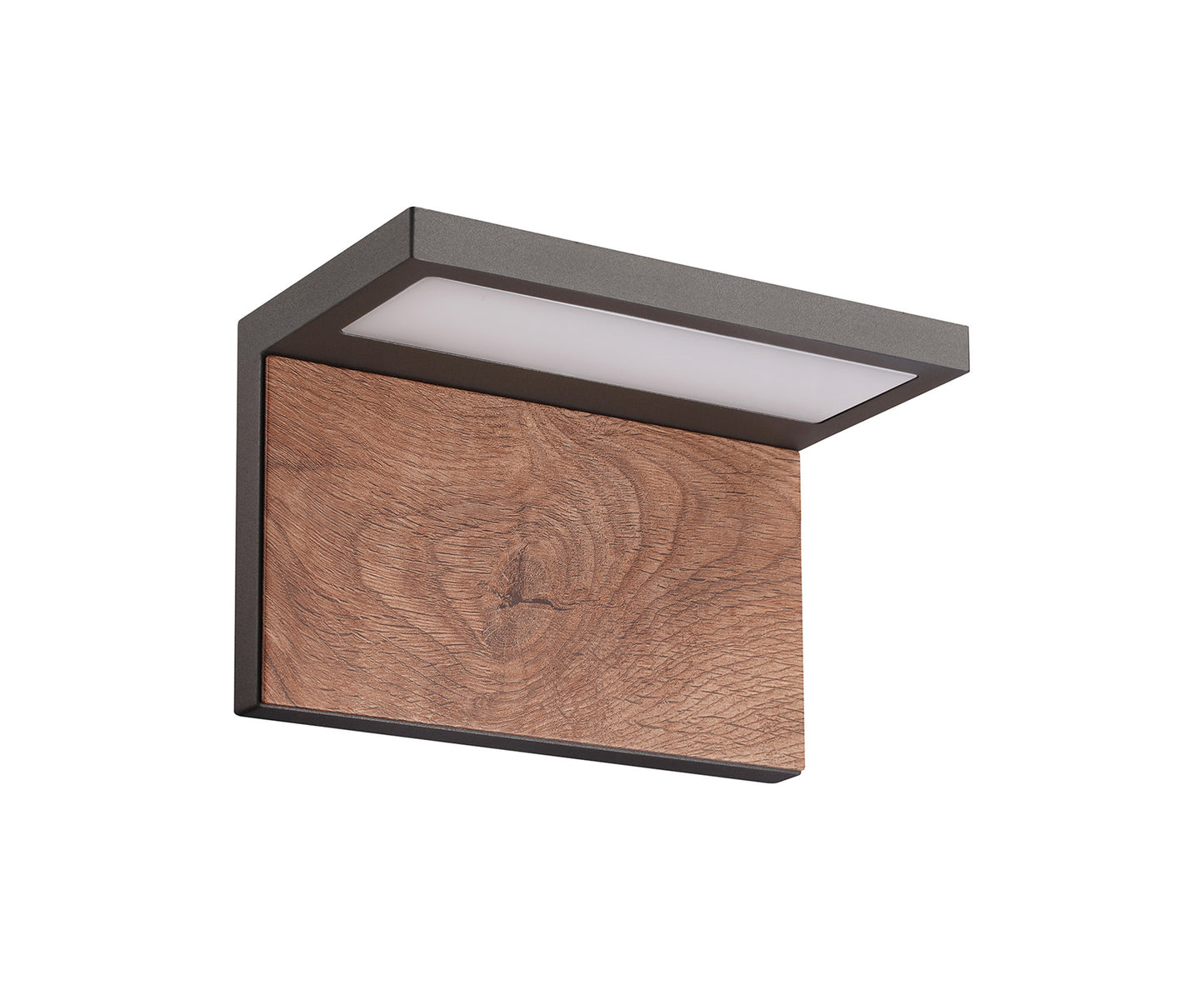 Ruka Wall Lamp, 13W LED, 3000K, 850lm, IP54, Anthracite/Walnut, 3yrs Warranty by Mantra