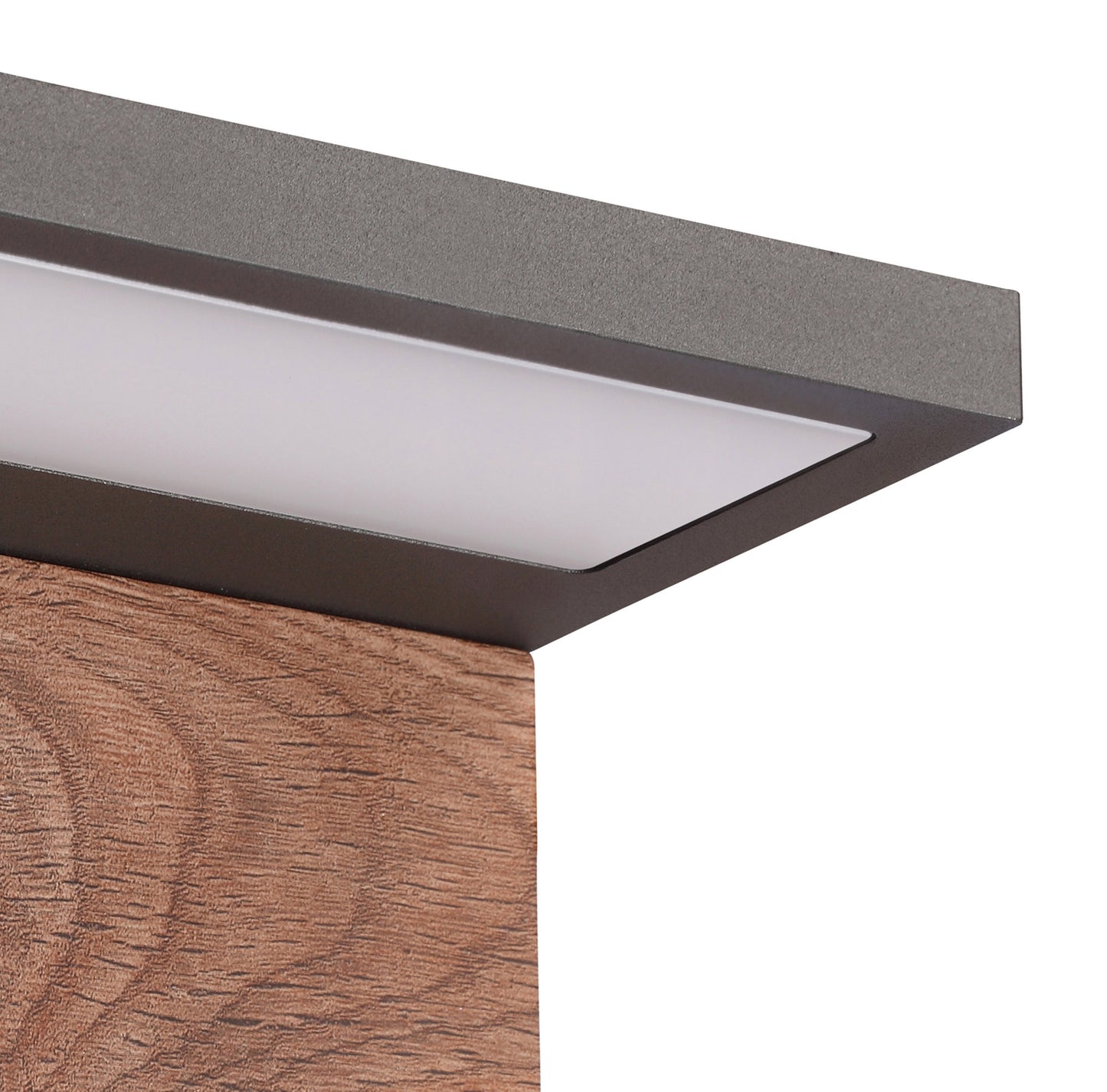 Ruka Wall Lamp, 13W LED, 3000K, 850lm, IP54, Anthracite/Walnut, 3yrs Warranty by Mantra