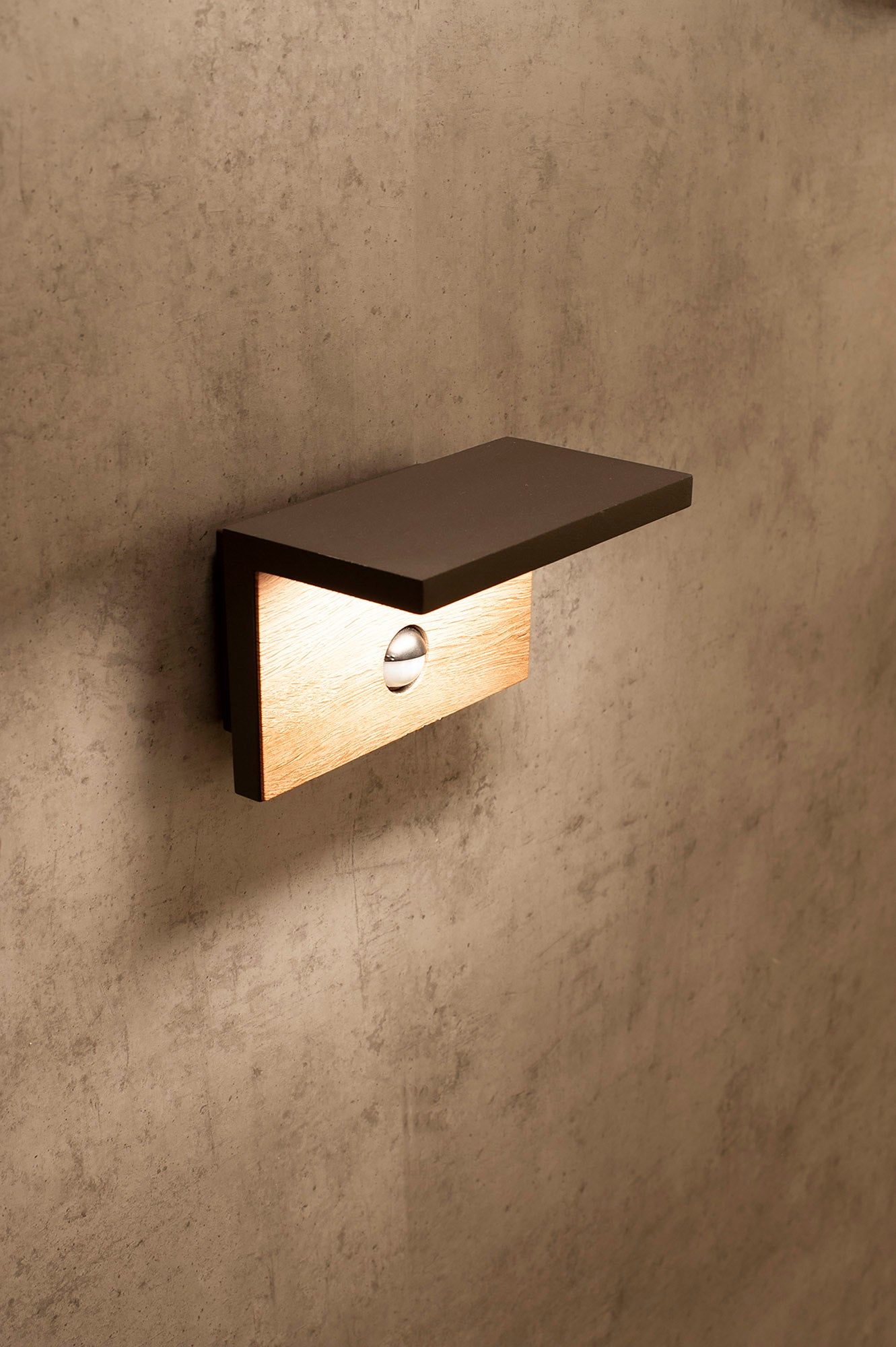 Ruka Wall Lamp, 13W LED, 3000K, 850lm, IP54, Anthracite/Walnut, 3yrs Warranty by Mantra