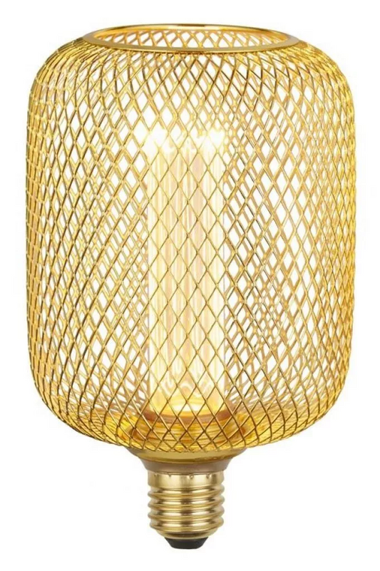 Wire Mesh Effect Drum Lamp - Gold Metal