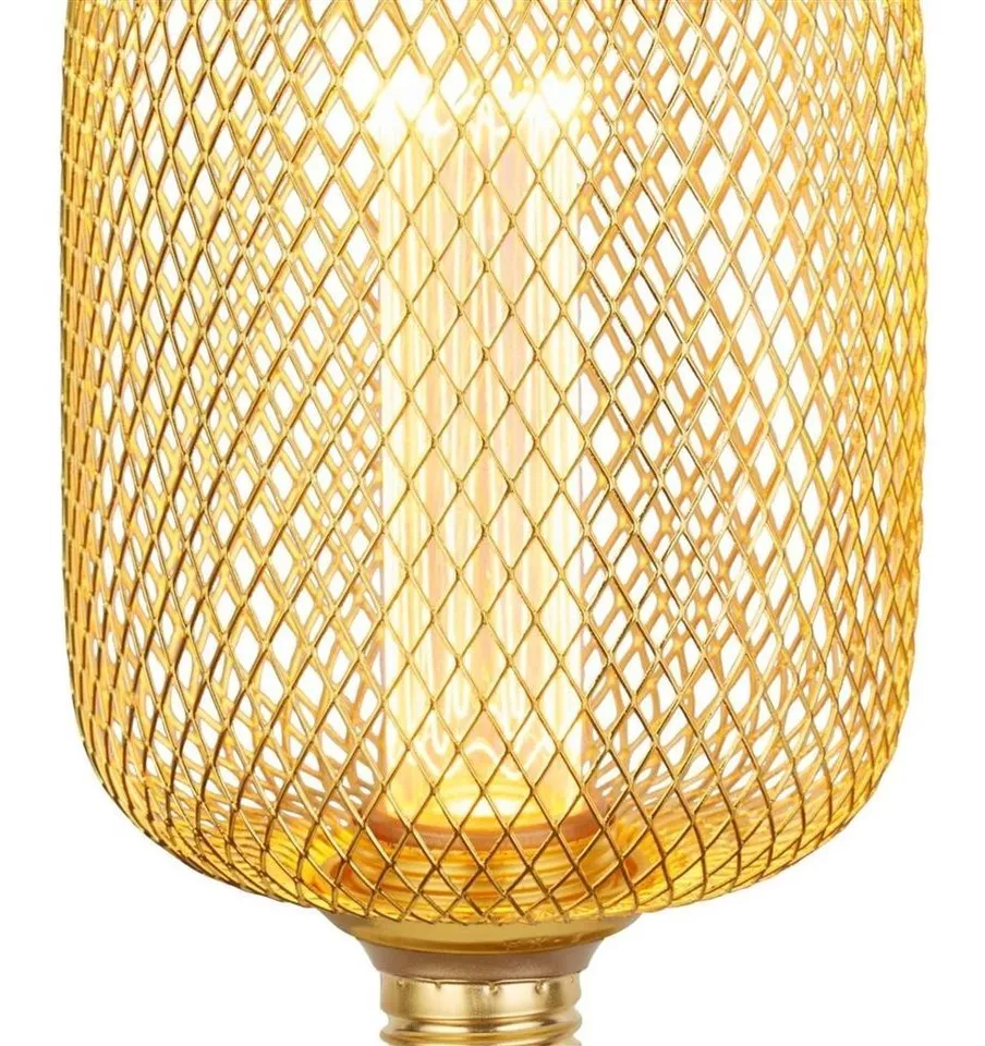 Wire Mesh Effect Drum Lamp - Gold Metal - SPECIAL OFFER