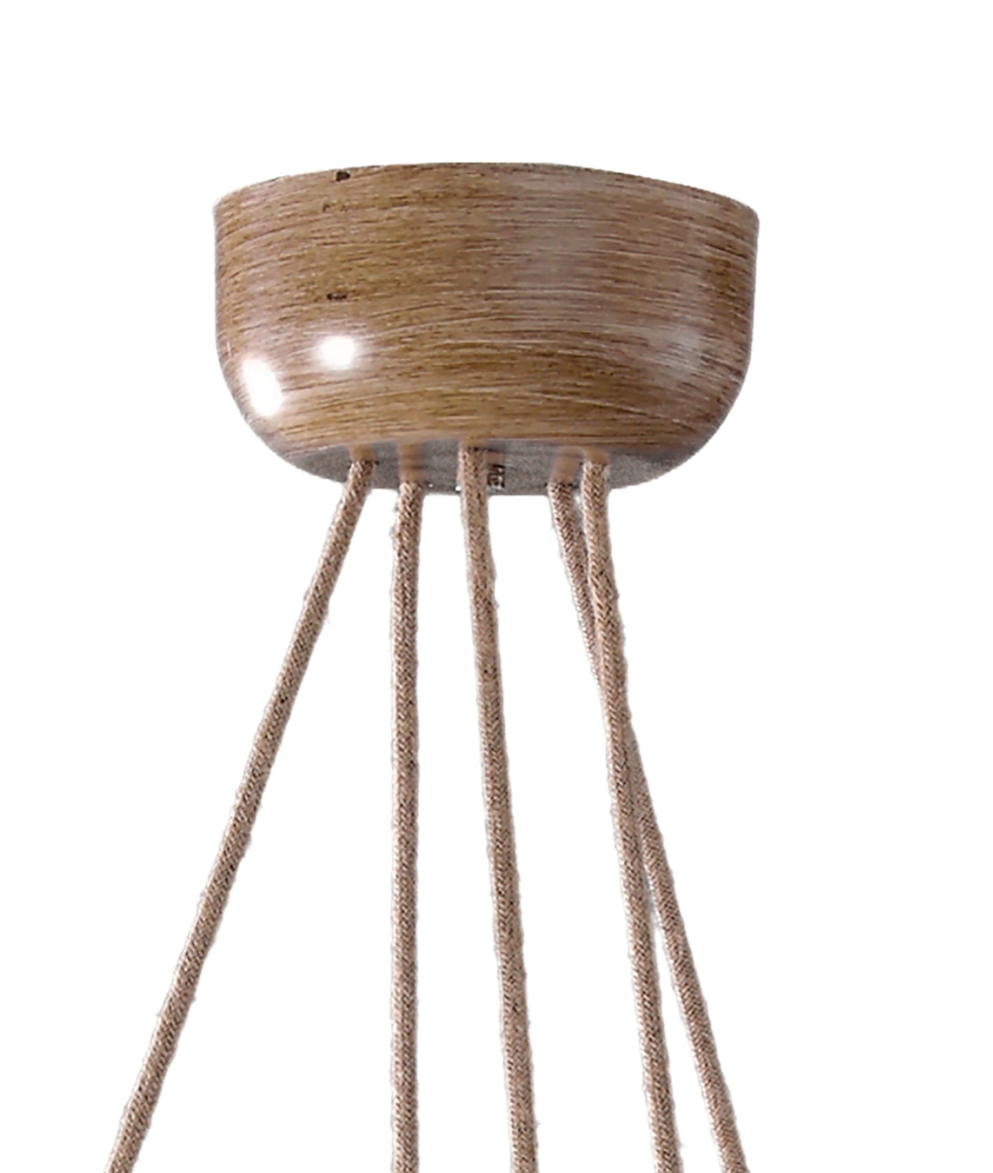 Sabina Pendant 5 x E27 (Max 40W), Imitation Wood, Linen Shade by Mantra