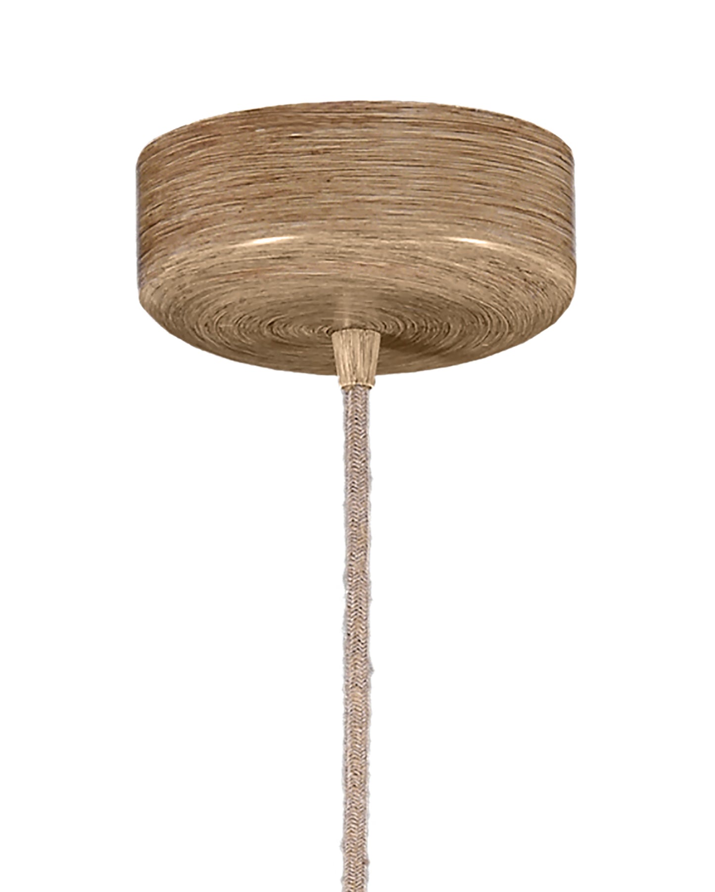 Sabina Pendant 60cm Round, 1 x E27 (Max 40W), Imitation Wood, Linen Shade by Mantra