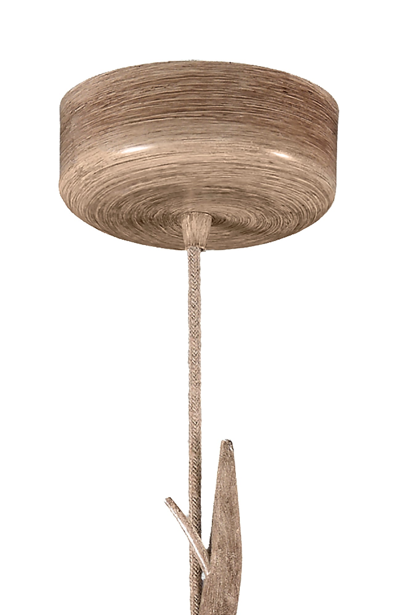 Sabina Pendant 35cm Round, 1 x E27 (Max 40W), Imitation Wood, Linen Shade by Mantra